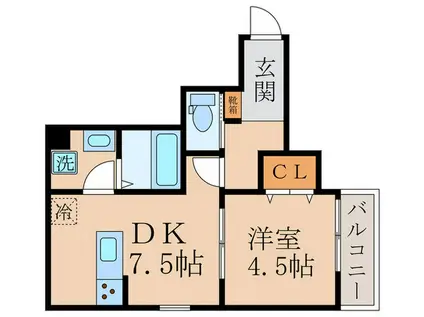 RECUERDE桃山(1DK/3階)の間取り写真