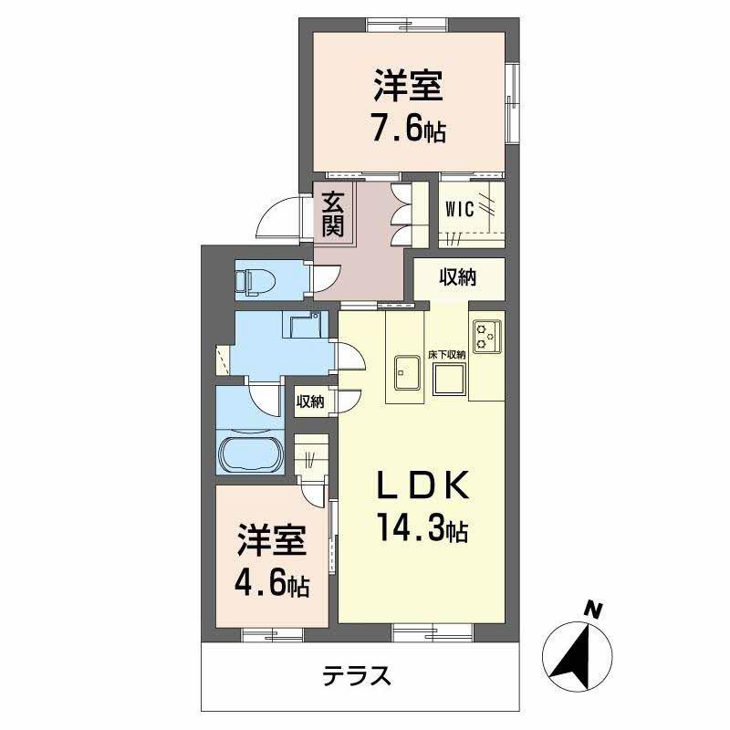 モンセル(2LDK/1階)の間取り写真