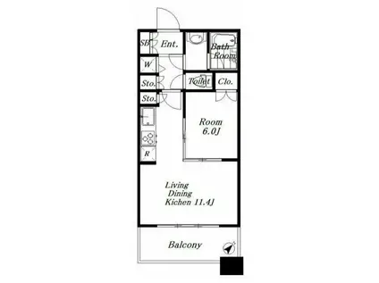 大江戸線 勝どき 徒歩11分 1LDK 人気物件(1LDK/4階)の間取り写真