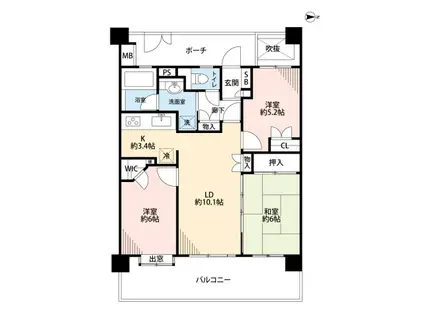 コスモ平井ロイヤルフォルム(3LDK/2階)の間取り写真