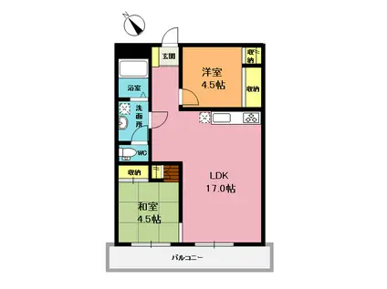 けんこうマンション(2LDK/1階)の間取り写真