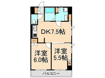 ルーブル西新井(2DK/2階)の間取り写真