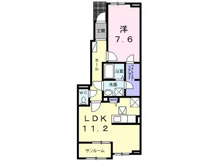 プラシード・カーサI(1LDK/1階)の間取り写真