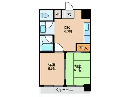 田丸ビル(2DK/5階)の間取り写真