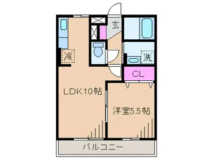 マレアガーデン新横浜A(1LDK/3階)の間取り写真