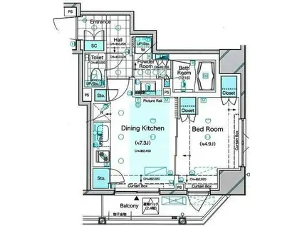 ドゥーエ三田(1DK/3階)の間取り写真