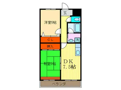 なつみ館(2DK/3階)の間取り写真