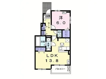 ポルズブロッコ ヴェントットD(1LDK/1階)の間取り写真