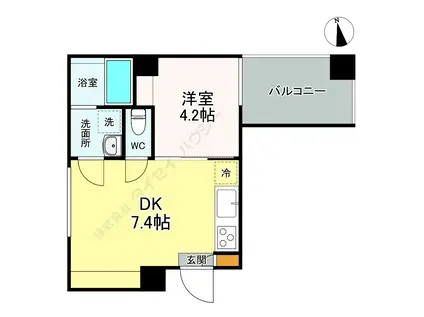 サウスERN VILLAGE湘南(1DK/7階)の間取り写真