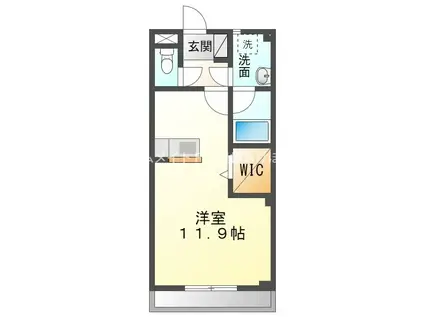 カルディアス大岩A(ワンルーム/1階)の間取り写真