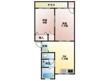 パストラル大崎(2DK/1階)の間取り写真