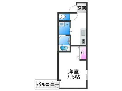 フジパレス遠里小野ノース(1K/2階)の間取り写真