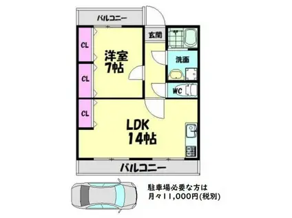 AXIS浜寺公園(1LDK/5階)の間取り写真