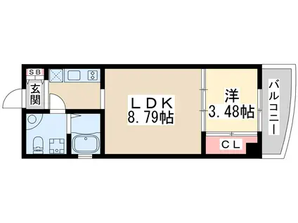 アーバンフラッツ江坂(1LDK/7階)の間取り写真