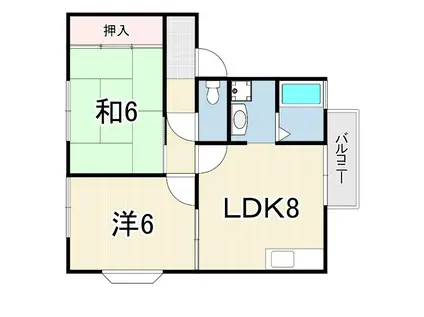 ルポゼ武庫之荘 Ⅰ(2LDK/2階)の間取り写真