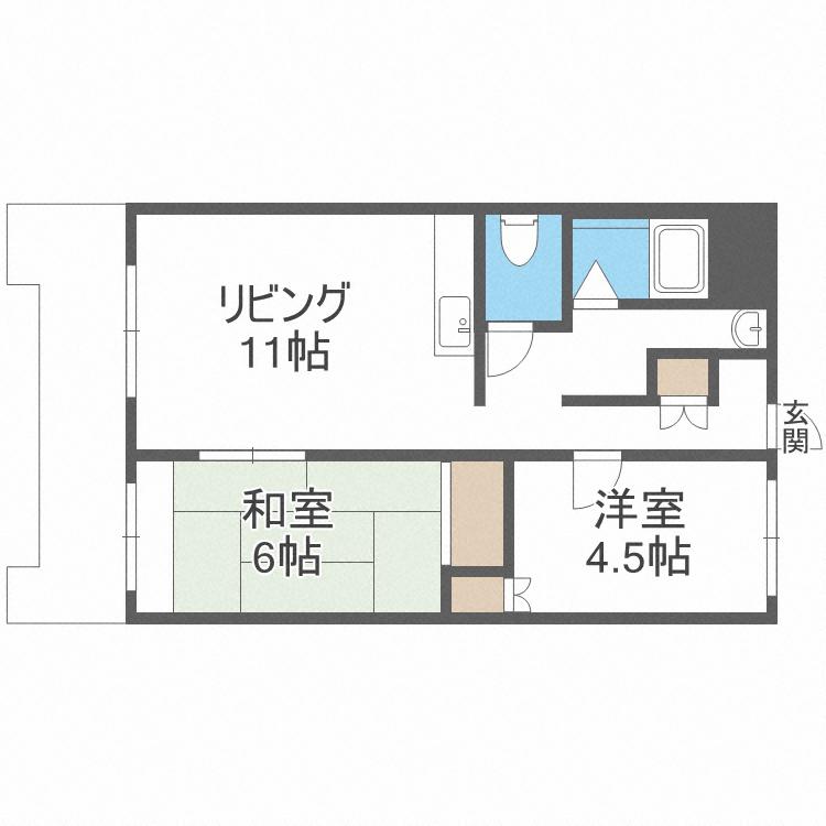 しんかわコーポ裏参道(2LDK/4階)の間取り写真