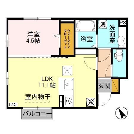 スカイベル A(1LDK/1階)の間取り写真
