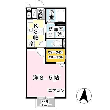 サンロイヤルI(1K/2階)の間取り写真