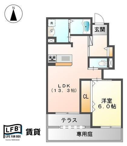 エアリアル(1LDK/1階)の間取り写真