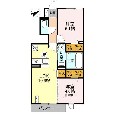 アルコバレーノX(2LDK/1階)の間取り写真