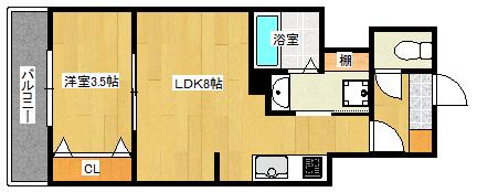 月光広島(1LDK/5階)の間取り写真