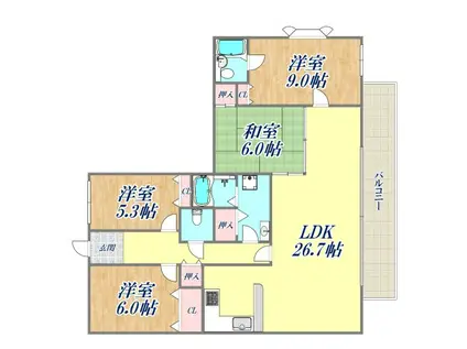 フォーシーズンズ芦屋(4LDK/2階)の間取り写真