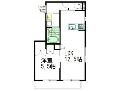 ルミエール(1LDK/1階)の間取り写真
