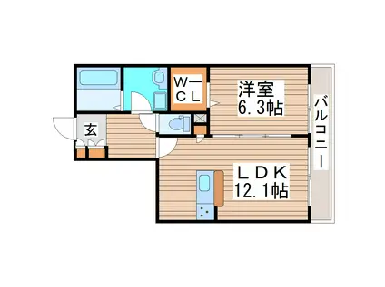 ヴェルデ向山(1LDK/1階)の間取り写真