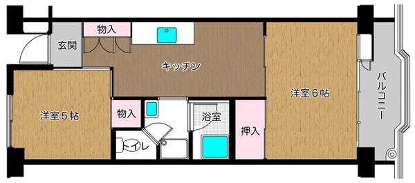日輝パークマンション(2DK/2階)の間取り写真