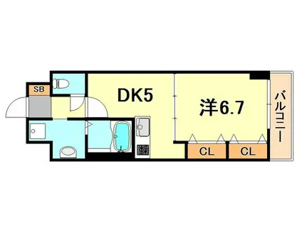 プレジール三ノ宮II(1DK/8階)の間取り写真