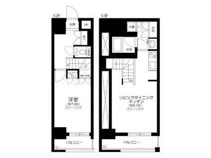グラーサ銀座イースト(1LDK/12階)の間取り写真