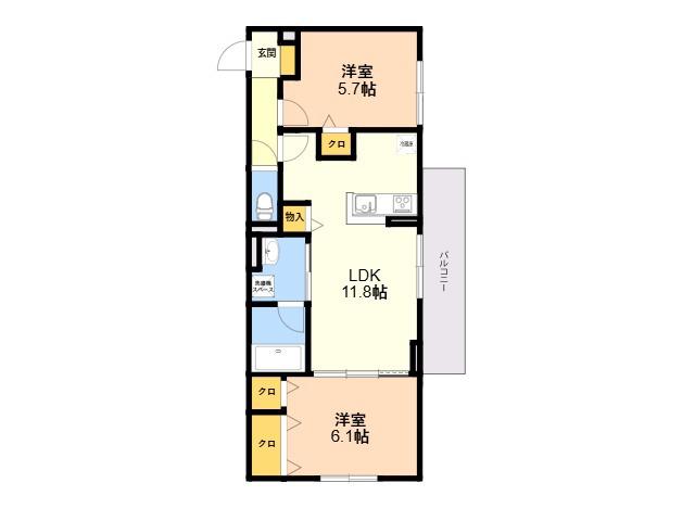 D-ROOM原町駅南(2LDK/3階)の間取り写真