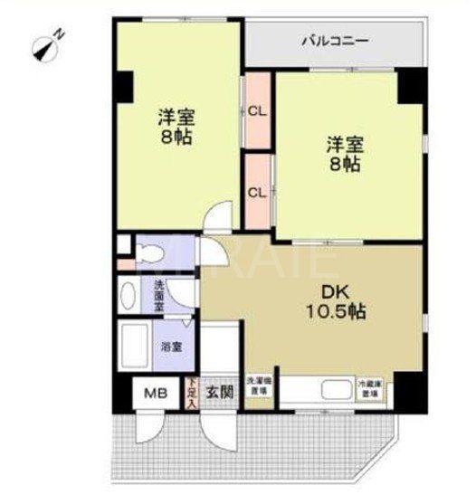 ベルカント相模大野(2LDK/6階)の間取り写真