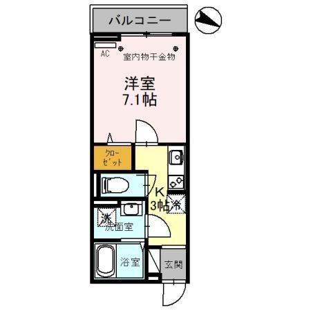 SPAZIO(1K/3階)の間取り写真