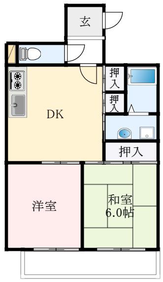 サンハイム天美(2DK/3階)の間取り写真