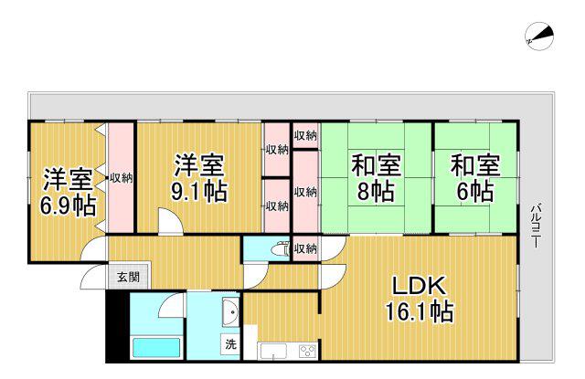 宝塚ヒルズ(4LDK/3階)の間取り写真