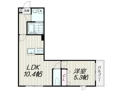 フォレスト山王(1LDK/3階)の間取り写真
