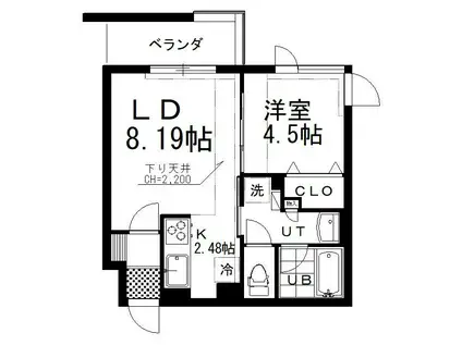 SHALOM(1LDK/2階)の間取り写真