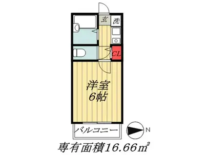 スマイラップ(1K/1階)の間取り写真