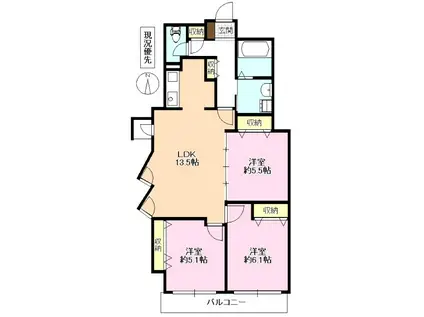 ブリランテサクラ(3LDK/8階)の間取り写真