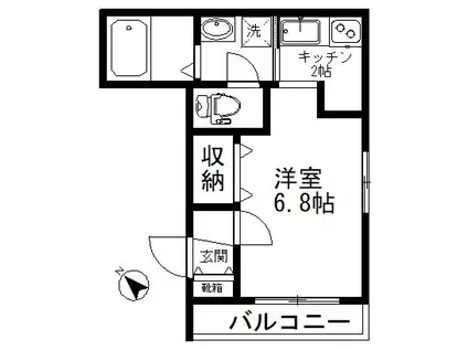 イルミナル(1K/1階)の間取り写真