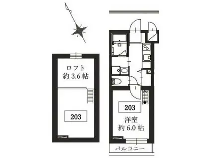コリーヌ中根カルム(1K/2階)の間取り写真