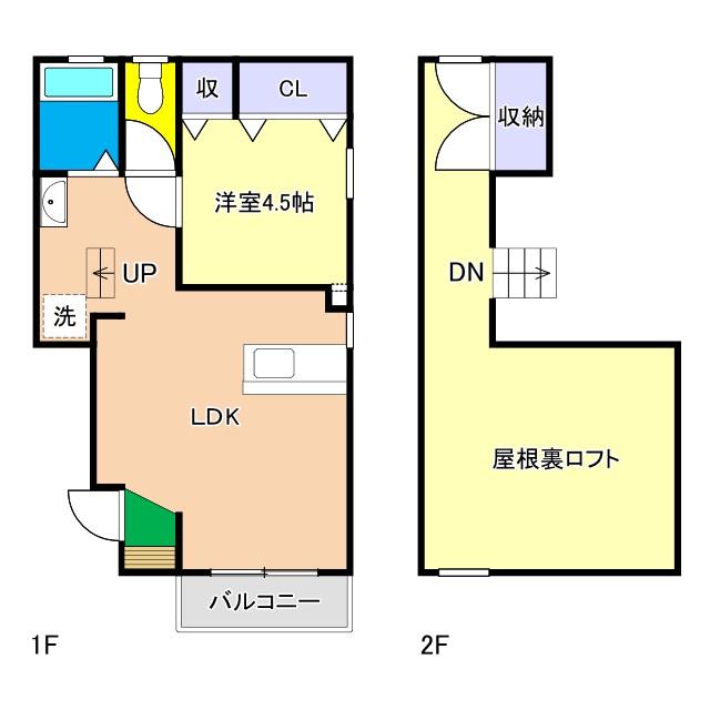 JR土讃線 薊野駅 徒歩17分 2階建 築56年(1LDK/2階)の間取り写真
