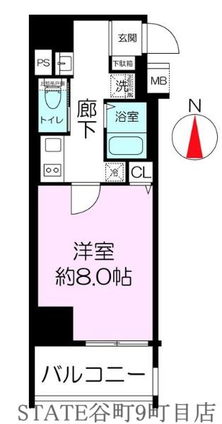 ミラージュパレス本町東レジデンス(1K/8階)の間取り写真