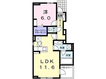 ディアコ一トM B(1LDK/1階)の間取り写真
