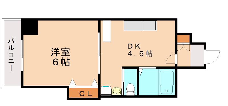 馬借タカヤコーポレーションビル(1DK/6階)の間取り写真