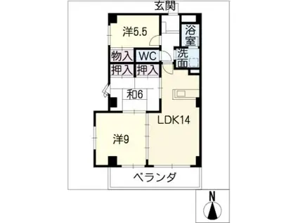 グランドゥール陽南(3LDK/2階)の間取り写真