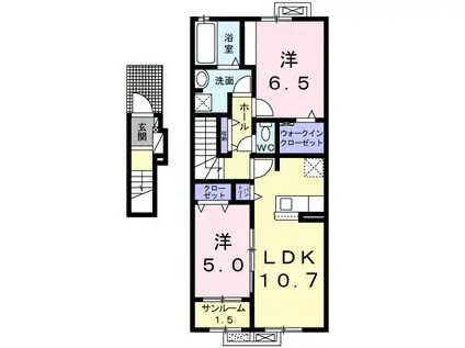 レジデンスハイツ西軽井沢I(2LDK/2階)の間取り写真