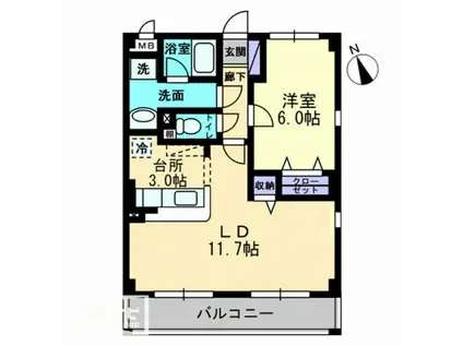 ヴィラブライトン(1LDK/1階)の間取り写真