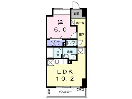 リバーサイドガーデンノースヒル(1LDK/4階)の間取り写真